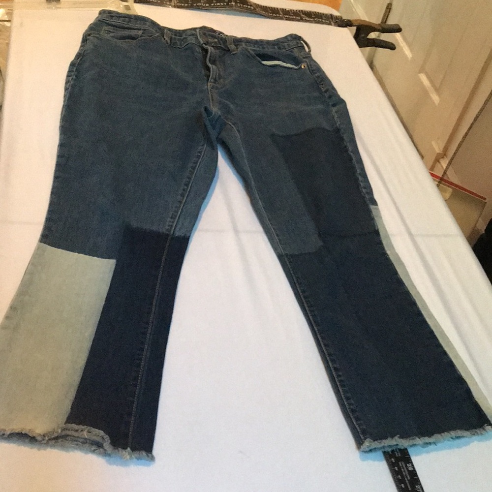 Universal Thread Size 12 Blue Patchwork High Rise… - image 2